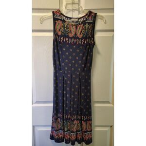 Pretty Young Thing Women's Medium Navy Paisley Border Print Sleeveless Dress